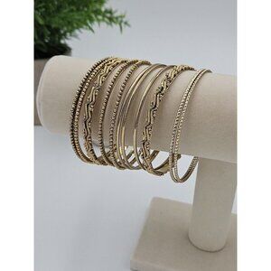 Lot Of 11 Gold Tone Bangle Bracelets